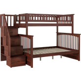 Columbia Staircase Bunk Bed Twin Over Full in Antique Walnut