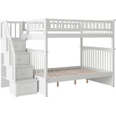 Columbia Staircase Bunk Bed Full Over Full in White