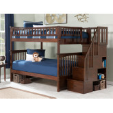 Columbia Staircase Bunk Bed Full Over Full in Antique Walnut