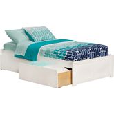 Urban Concord Twin Bed w/ Flat Panel Footboard & 2 Urban Bed Drawers in White