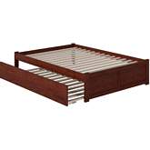 Urban Concord Full Bed w/ Flat Panel Footboard & Trundle in Antique Walnut
