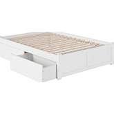 Urban Concord Full Bed w/ Flat Panel Footboard & 2 Urban Bed Drawers in White