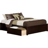 Urban Concord Queen Bed w/ a Flat Panel Footboard & 2 Urban Bed Drawers in Espresso