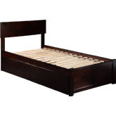 Orlando Twin XL Bed w/ Flat Panel Footboard & 2 Urban Bed Drawers in Espresso