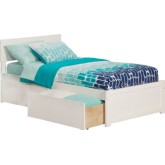 Orlando Twin XL Bed w/ Flat Panel Footboard & 2 Urban Bed Drawers in White