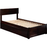 Orlando Twin Bed w/ Flat Panel Footboard & Urban Trundle Bed in Espresso