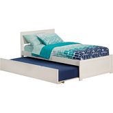 Orlando Twin Bed w/ Flat Panel Footboard & Urban Trundle Bed in White