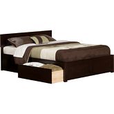 Orlando Queen Bed w/ Flat Panel Footboard & 2 Urban Bed Drawers in Espresso
