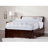 Orlando King Bed w/ Flat Panel Footboard & 2 Urban Bed Drawers in Antique Walnut