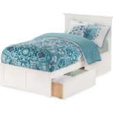 Nantucket Twin XL Bed w/ Flat Panel Footboard & 2 Urban Bed Drawers in White