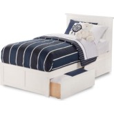 Nantucket Twin w/ Flat Panel Footboard & 2 Urban Bed Drawers in White