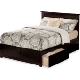 Nantucket Queen Bed w/ Flat Panel Footboard & 2 Urban Bed Drawers in Espresso