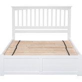 Mission Queen Bed w/ Flat Panel Footboard & 2 Urban Bed Drawers in White