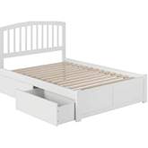 Richmond Full Bed w/ Flat Panel Footboard & 2 Under Bed Drawers in White