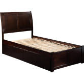 Portland Twin XL Bed w/ Flat Panel Footboard & 2 Bed Drawers in Espresso