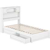 Hadley Twin XL Platform Bed w/ Panel Footboard, Drawers & Charging in White