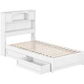 Hadley Twin Platform Bed w/ Panel Footboard, Drawers & Charging in White