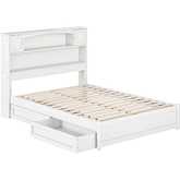 Hadley Full Platform Bed w/ Panel Footboard, Drawers & Charging in White