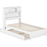 Hadley Twin Platform Bed w/ Panel Footboard, Twin Trundle & Charging in White