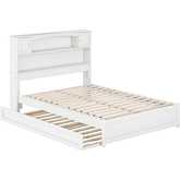 Hadley Full Platform Bed w/ Panel Footboard, Twin Trundle & Charging in White