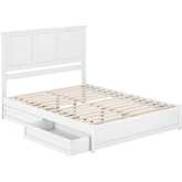 Felicity Queen Platform Bed w/ Panel Footboard, Drawers & Charging in White