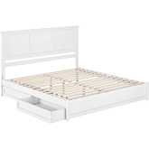 Felicity King Platform Bed w/ Panel Footboard, Drawers & Charging in White