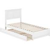 Felicity Twin XL Platform Bed w/ Panel Footboard, Twin XL Trundle & Charging in White