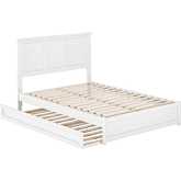 Felicity Full Platform Bed w/ Panel Footboard, Twin Trundle & Charging in White