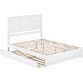 Felicity Queen Platform Bed w/ Panel Footboard, Twin XL Trundle & Charging in White