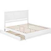 Felicity King Platform Bed w/ Panel Footboard, Twin XL Trundle & Charging in White