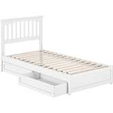 Everett Twin XL Platform Bed w/ Panel Footboard, Drawers & Charging in White