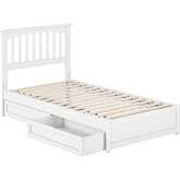 Everett Twin Platform Bed w/ Panel Footboard, Drawers & Charging in White