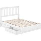Everett Full Platform Bed w/ Panel Footboard, Drawers & Charging in White