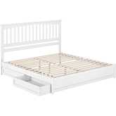 Everett King Platform Bed w/ Panel Footboard, Drawers & Charging in White