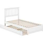 Everett Twin Platform Bed w/ Panel Footboard, Twin Trundle & Charging in White