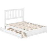 Everett Full Platform Bed w/ Panel Footboard, Twin Trundle & Charging in White