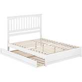 Everett Queen Platform Bed w/ Panel Footboard, Twin XL Trundle & Charging in White