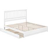 Everett King Platform Bed w/ Panel Footboard, Twin XL Trundle & Charging in White
