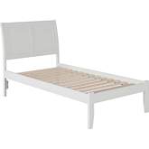 Portland Twin XL Bed w/ Open Footboard in White