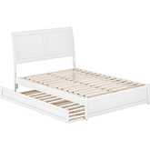 Andorra Full Platform Bed w/ Panel Footboard, Twin Trundle & Charging in White