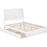 Andorra Queen Platform Bed w/ Panel Footboard, Twin XL Trundle & Charging in White