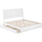 Andorra King Platform Bed w/ Panel Footboard, Twin XL Trundle & Charging in White