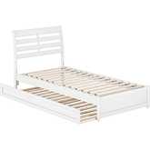 Emelie Twin XL Platform Bed w/ Panel Footboard, Twin XL Trundle & Charging in White