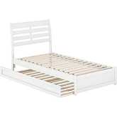 Emelie Twin Platform Bed w/ Panel Footboard, Twin Trundle & Charging in White