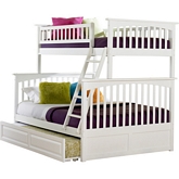 Columbia Bunk Bed Twin Over Full w/ Raised Panel Trundle in White