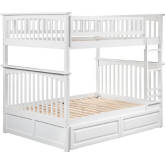 Columbia Bunk Bed Full Over Full w/ 2 Raised Panel Bed Drawers in White