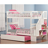 Woodland Staircase Bunk Bed Twin Over Twin w/ Urban Lifestyle Trundle in White