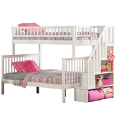 Woodland Staircase Bunk Bed Twin Over Full in White