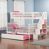 Woodland Staircase Bunk Bed Twin Over Full w/ Twin Urban Lifestyle Trundle in White