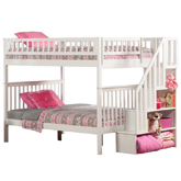Woodland Staircase Bunk Bed Full Over Full in White